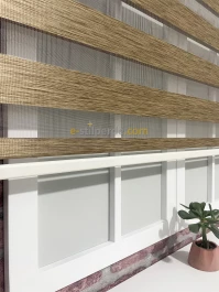 Açık Kahverengi Eko Bambu Zebra Perde