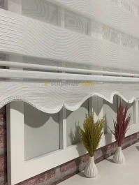 Beyaz Dalga Desenli Zebra Perde