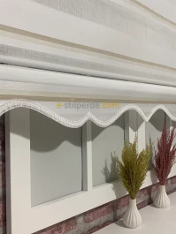 Beyaz-Açık Kahve Çizgili Zebra Perde 