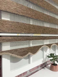 Kahverengi Eko Bambu Zebra Perde