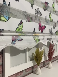 Kelebek Desenli Zebra Perde
