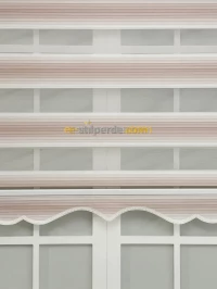 Pembe-Beyaz Pliseli Zebra Perde 