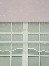 Çiftli Stor - Beyaz Jakarlı Tül Stor Pembe Mat Lüks Stor Perde 
