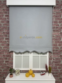 Gri Simli Blackout Mat Lüks Stor Perde 