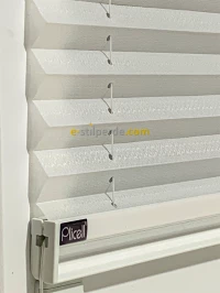 ''PLİCELL''  Çiftli Beyaz-Beyaz Tül Pilise Perde 