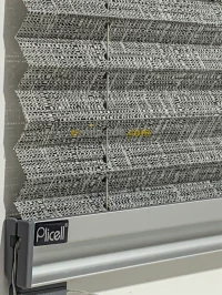 ''PLİCELL''  Çiftli Gri Beyaz Hasır-Gri Keten Tül Pilise Perde 