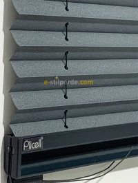 ''PLİCELL''  Çiftli Koyu Gri Karartma (Blackout) - Siyah Keten Tül Pilise Perde 