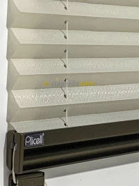 ''PLİCELL''  Çiftli Krem-Kahve Tül Pilise Perde 