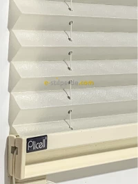 ''PLİCELL''  Çiftli Simli Krem-Beyaz Keten Tül Pilise Perde 