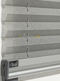 ''PLİCELL''  Gri Keten Tül Pilise Perde (Clover-03)