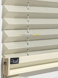 ''PLİCELL''  Sim Çizgili Krem Pilise Perde (Bright-01)