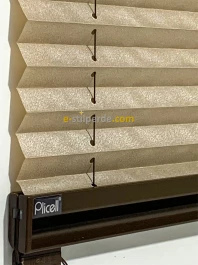 ''PLİCELL''  Simli-Açık Kahve Pilise Perde (Moon-03)
