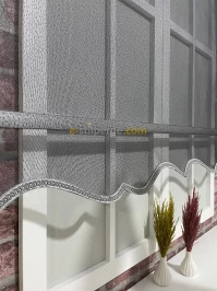 Tek Tül - Antrasit Noktalı Tül Stor Perde 