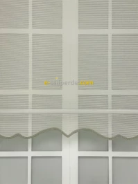 Tek Tül - Beyaz Krem Çizgili Tül Stor