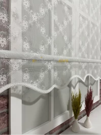 Tek Tül - Beyaz Papatya Tül Stor Perde