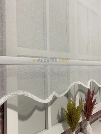 Çiftli Stor - Beyaz Keten Tül Stor Beyaz Mat Lüks Stor Perde